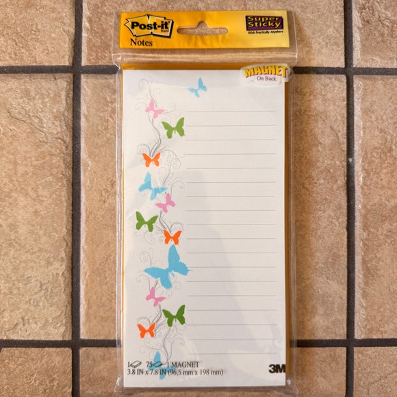 Post-it Brand Super Sticky Notes List Pad with Magnet Butterflies‎ NIP Sealed - Picture 1 of 6